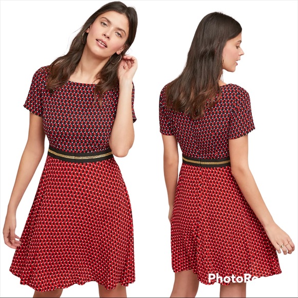 Anthropologie Dresses & Skirts - NEW Anthropologie Amici Color Blocked Novelty Print Bunny Rabbit Dress Size 4